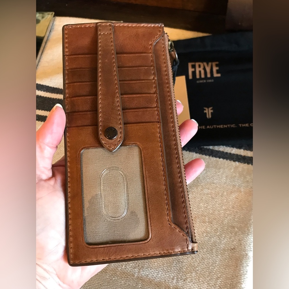 NWT Frye Melissa Leather Snap Card Wallet Cognac Brown Retail $98 - Picture 6 of 12